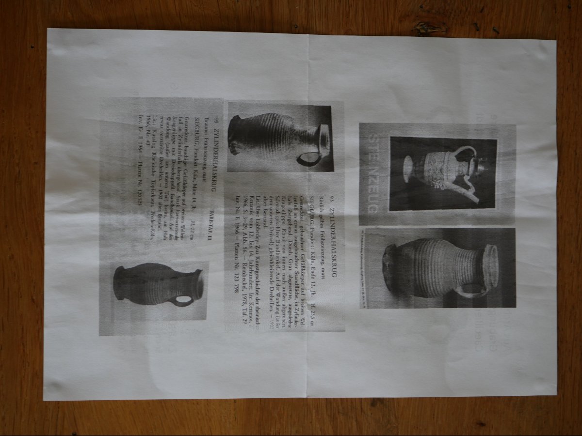 Pichet médiéval en proto-grès de Siegburg –  XIIIe / XIVe siècle, découvert à Cologne -photo-5