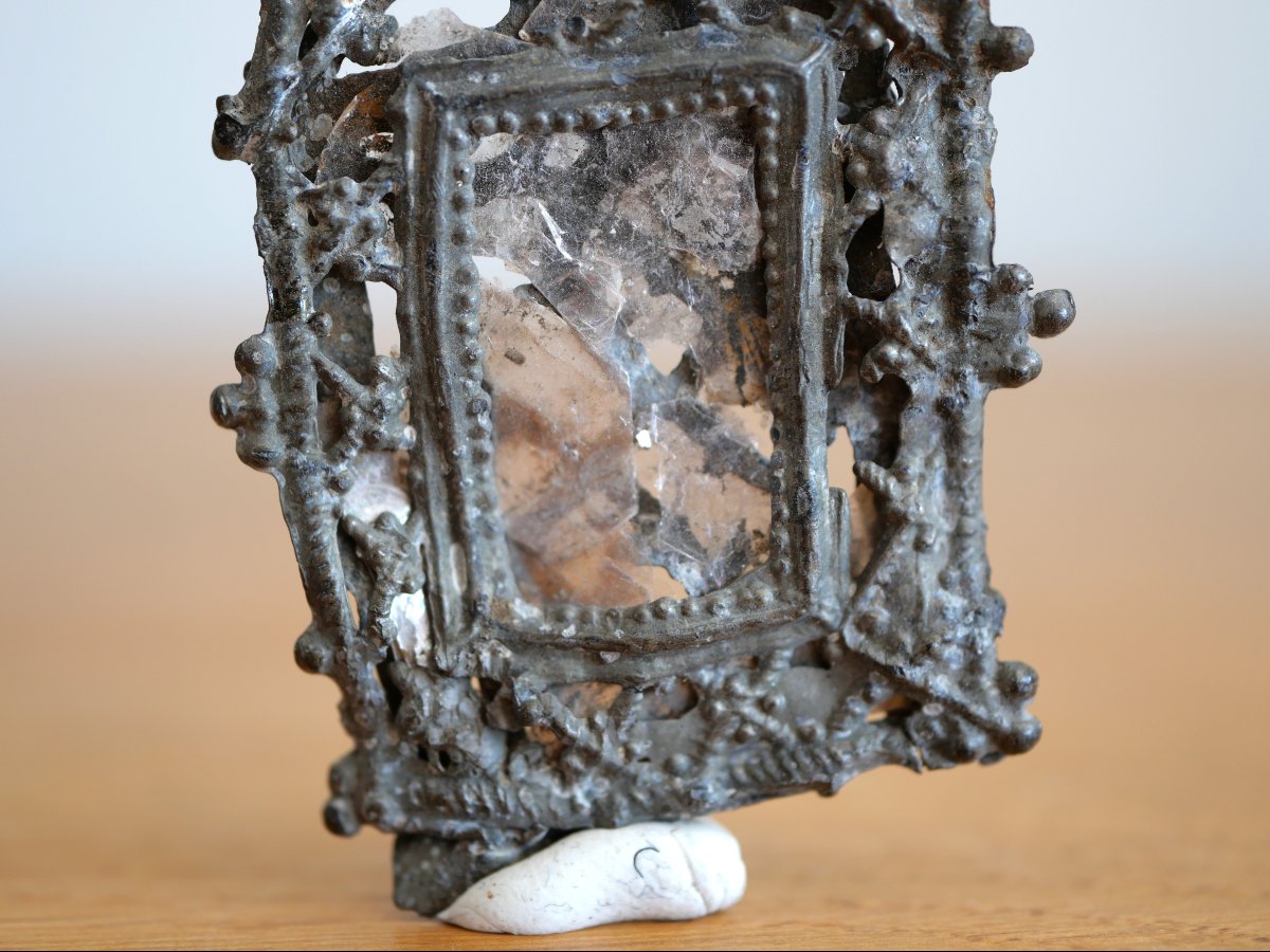 Enseigne de pélerinage médiévale, miroir-enseigne, XIVe-XVe siècle, étain, Moyen Age gothique-photo-3