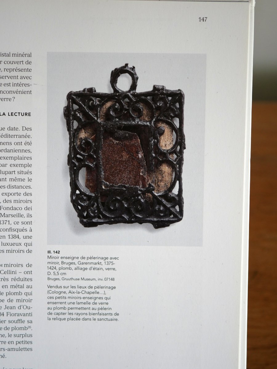 Enseigne de pélerinage médiévale, miroir-enseigne, XIVe-XVe siècle, étain, Moyen Age gothique-photo-1