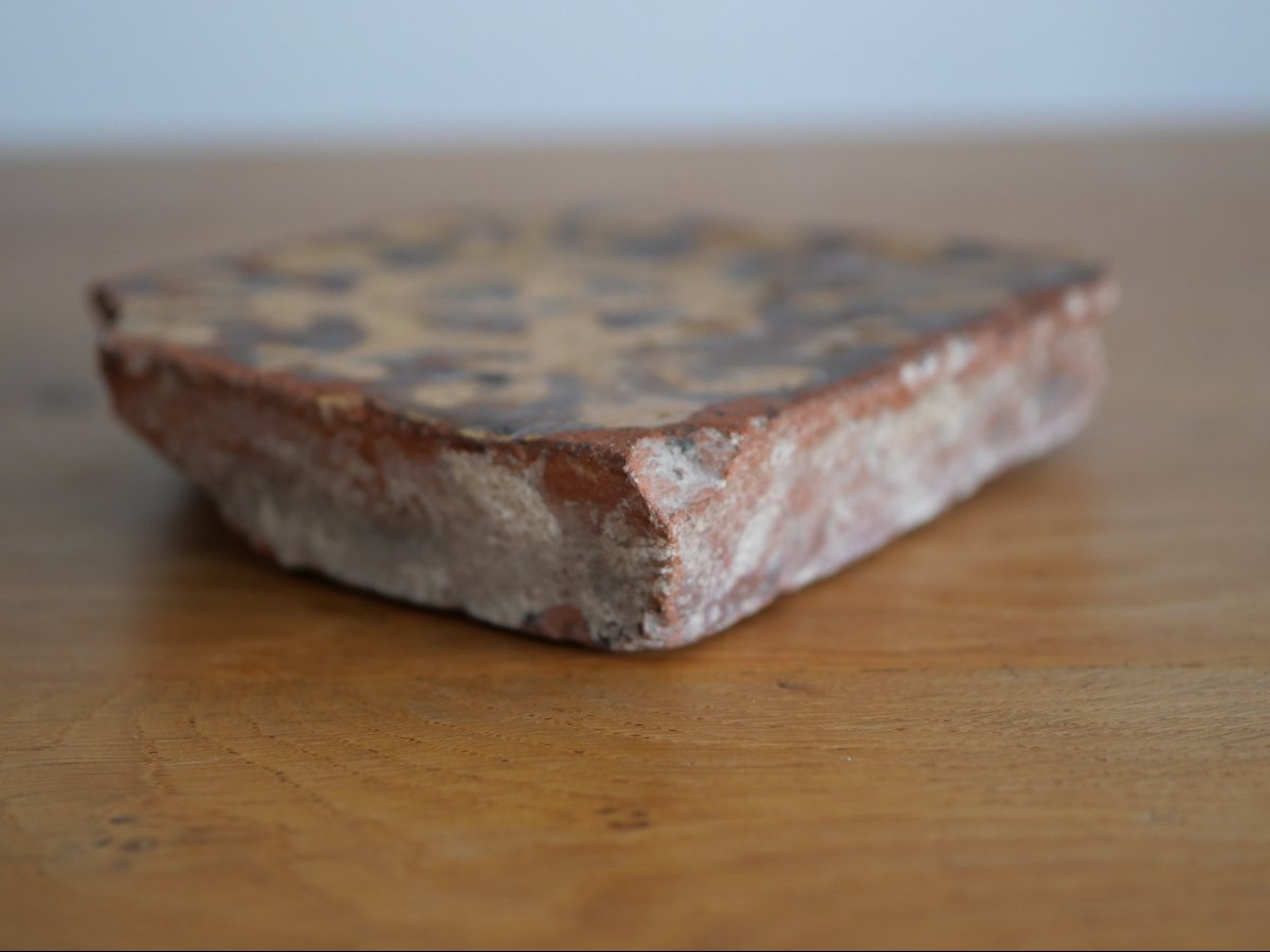 Medieval Floor Tile With A Radial Design – Anjou, 13th Century, Gothic Middle Ages-photo-4