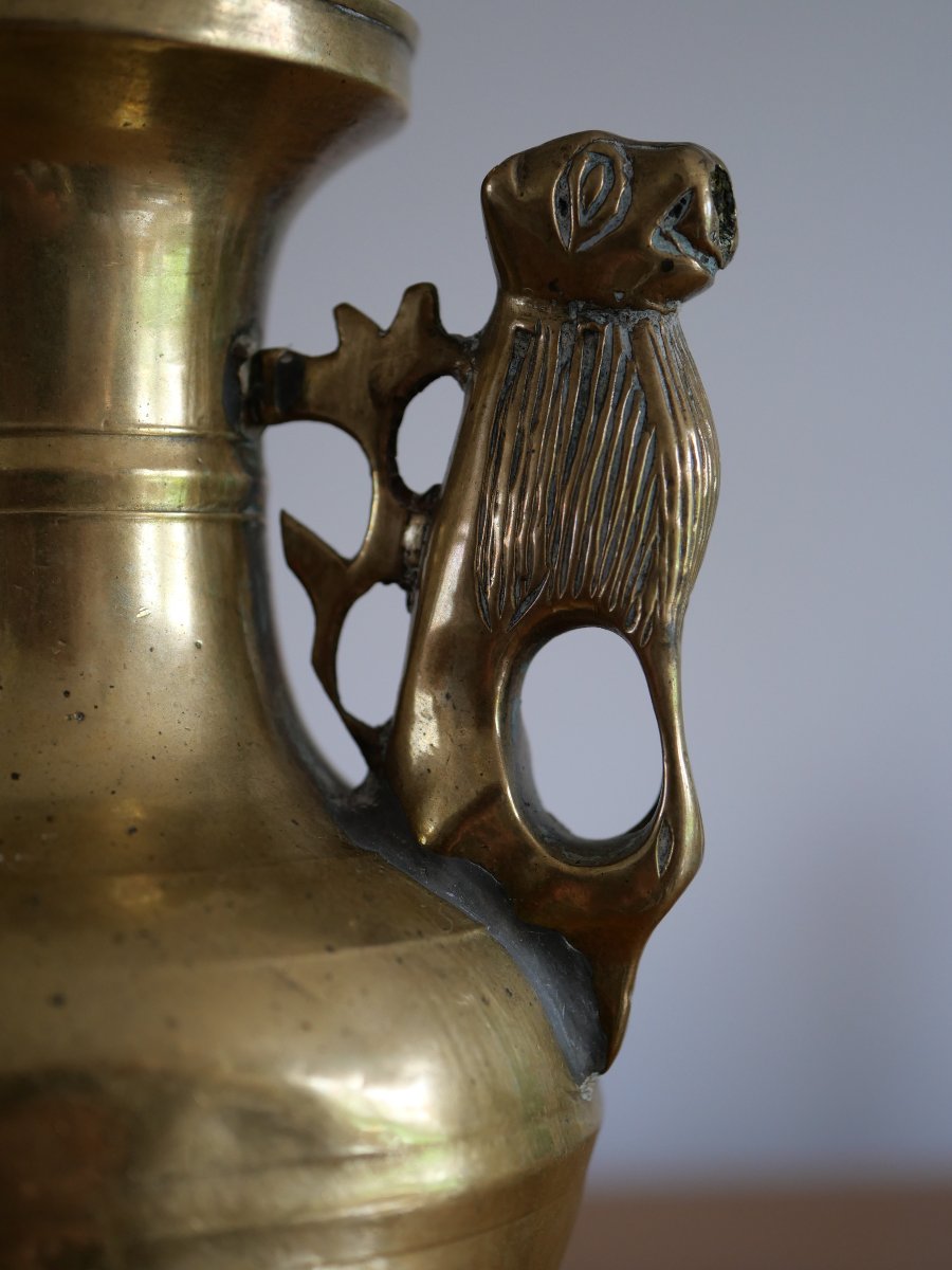 Gothic Bronze Ewer With A Zoomorphic Spout, Germany Or Flanders, Ca. 1450–1500, Medieval-photo-3