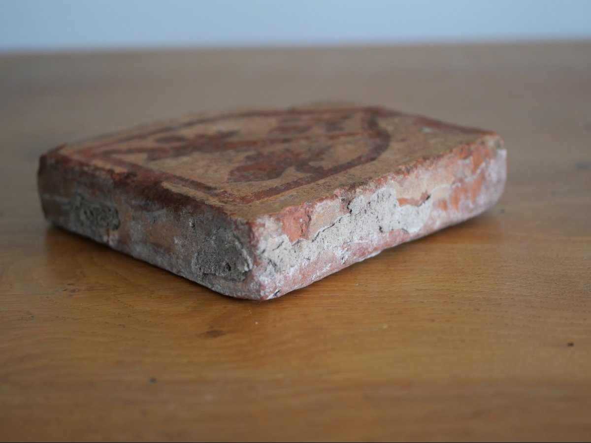 15th-century Medieval Floor Tile Bearing The Coat Of Arms Of Jean De Bourbon, Abbot Of Cluny—gothic Style-photo-4