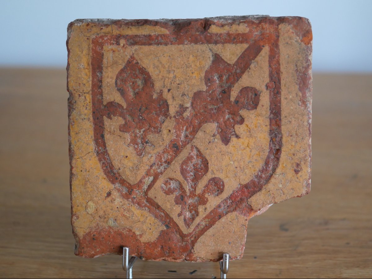 15th-century Medieval Floor Tile Bearing The Coat Of Arms Of Jean De Bourbon, Abbot Of Cluny—gothic Style-photo-1