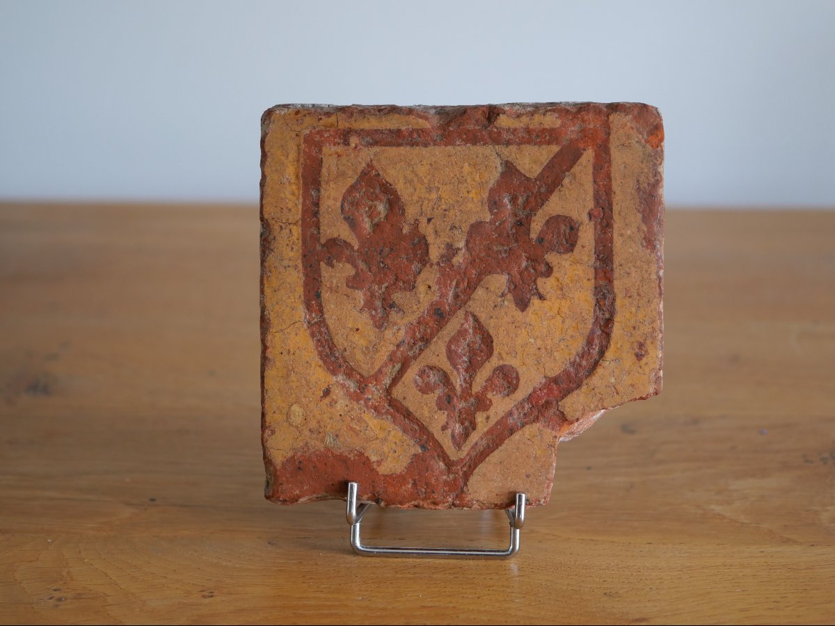 15th-century Medieval Floor Tile Bearing The Coat Of Arms Of Jean De Bourbon, Abbot Of Cluny—gothic Style