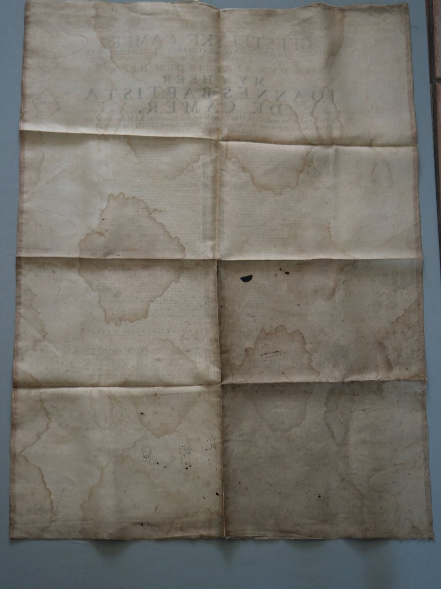 Placard de première messe sur soie, Gand 1749 – Joannes Baptista de Camer – Imprimeur Jan Meyer-photo-1