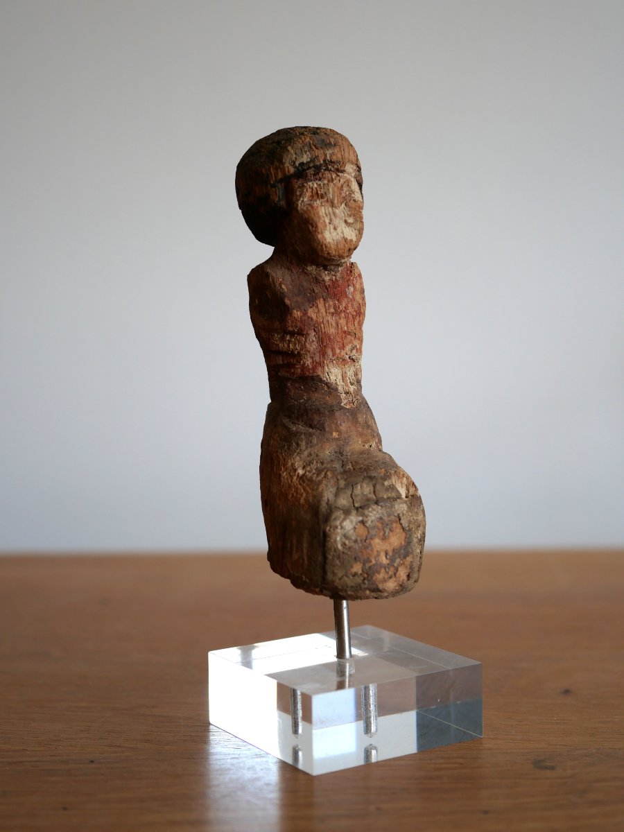 Polychrome Egyptian Wooden Statuette — Rower Of A Funerary Boat, Middle Kingdom, Archaeology-photo-2