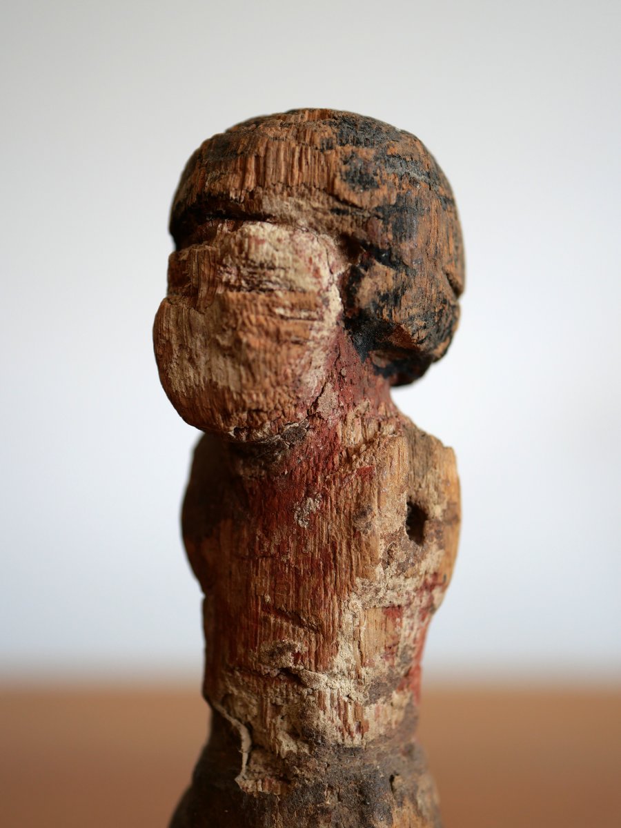 Polychrome Egyptian Wooden Statuette — Rower Of A Funerary Boat, Middle Kingdom, Archaeology-photo-3