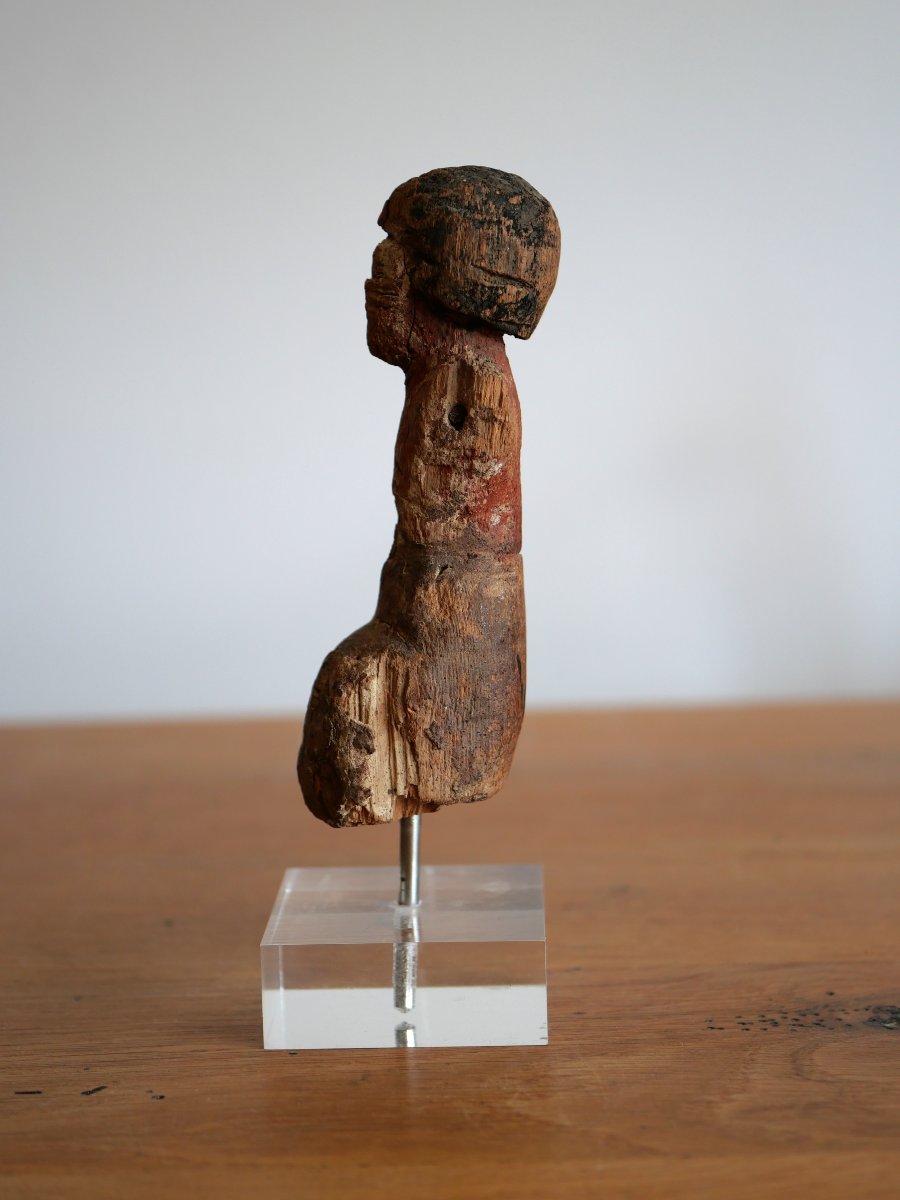 Polychrome Egyptian Wooden Statuette — Rower Of A Funerary Boat, Middle Kingdom, Archaeology-photo-4