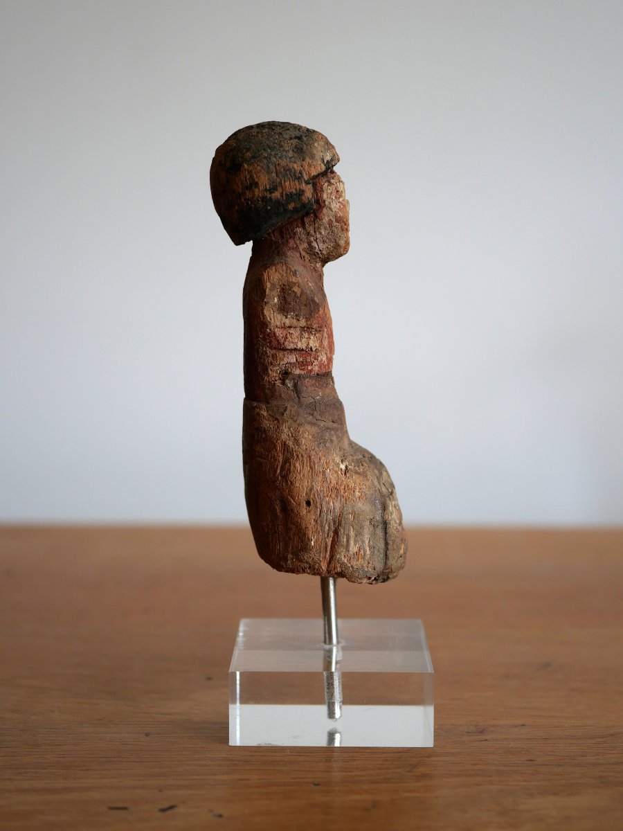 Polychrome Egyptian Wooden Statuette — Rower Of A Funerary Boat, Middle Kingdom, Archaeology-photo-2