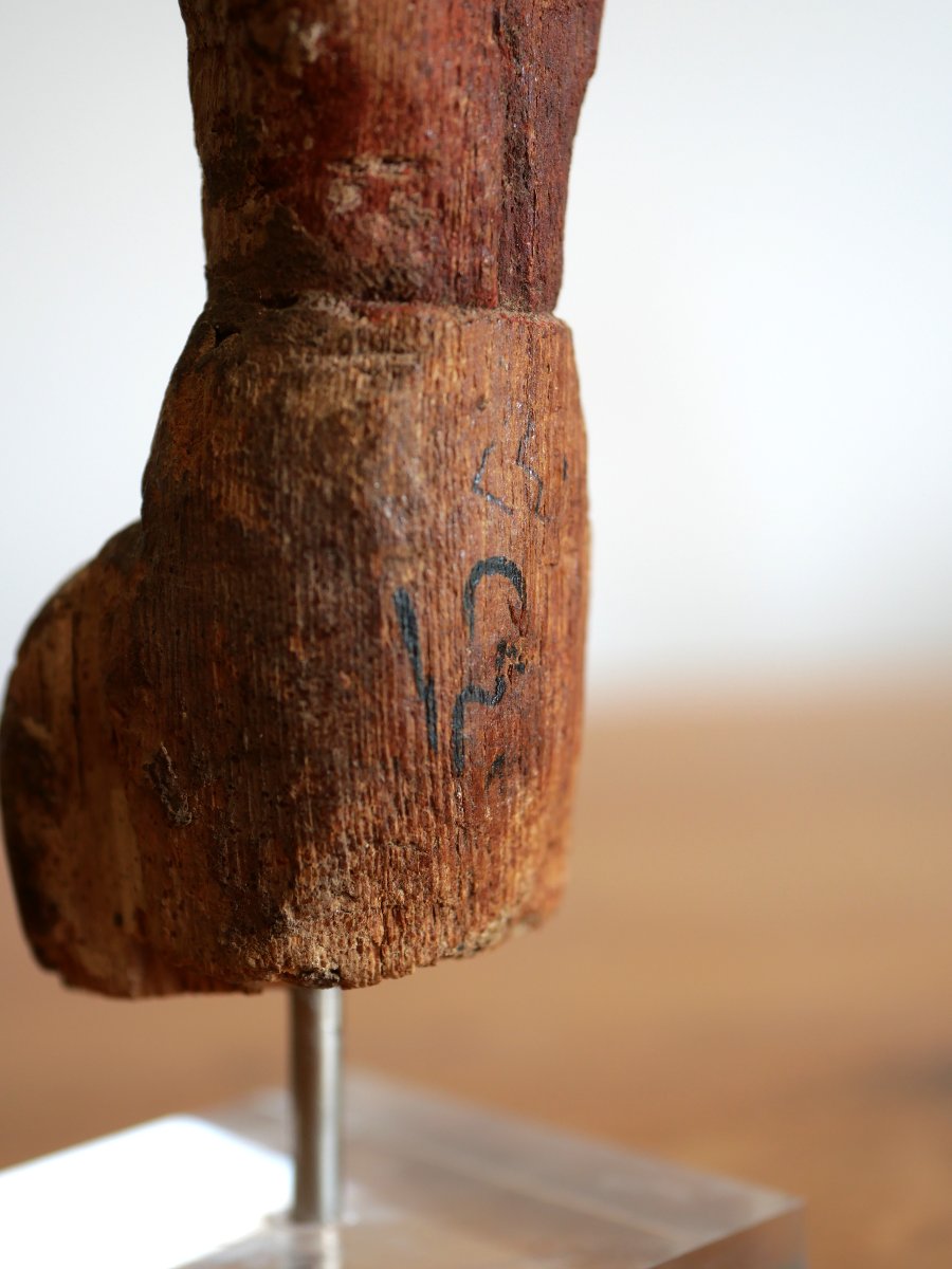 Polychrome Egyptian Wooden Statuette — Rower Of A Funerary Boat, Middle Kingdom, Archaeology-photo-4