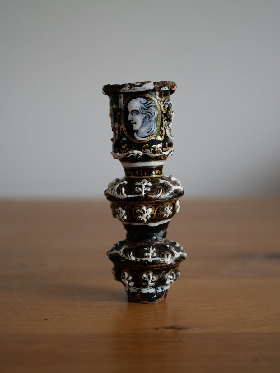17th-century Limoges Enamel Candlestick Holder, Attributed To Jacques II Laudin, Louis XIV