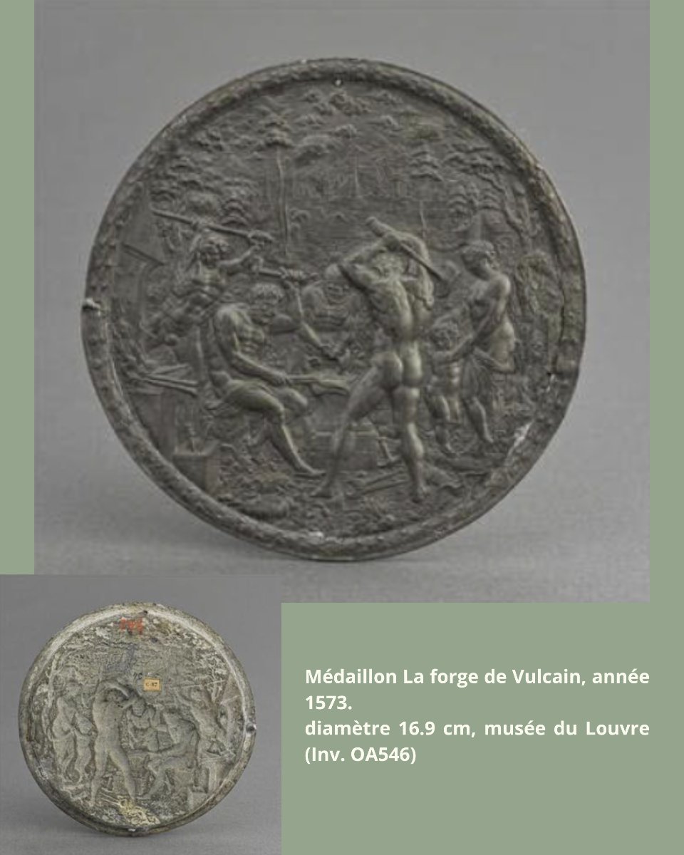 Médaillon de la Renaissance – « Les Forges de Vulcain », école allemande du Sud, XVIe siècle-photo-4