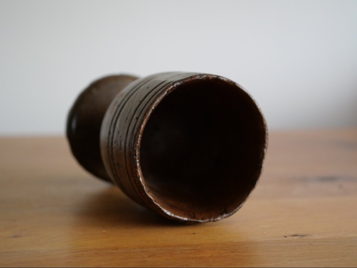 Turned Wooden Cup, 17th-century English Craftsmanship—haute époque, Mortar; Folk Art-photo-4