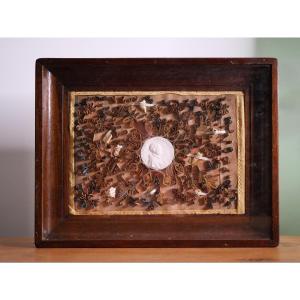 Rare 19th-century Paper Filigree Reliquary – Cardinal Pierre De Bérulle – 8 Relics Of Saints