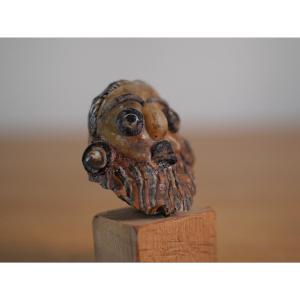 Tête Masculine Barbue En Pâte De Verre – Art Phénicien Ou Carthaginois, Ve-IIIe Siècle Av. J.-C