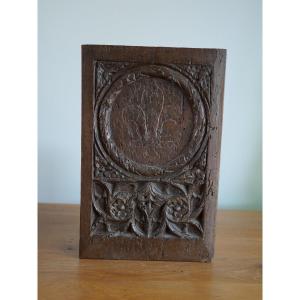 Carved Oak Gothic Chest Panel - Late 15th / Early 16th Century, Medieval, Haute époque