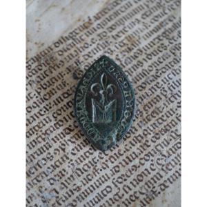 Medieval Bronze Seal Matrix - 14th Century - Provenance Adrien Prévost De Longpérier