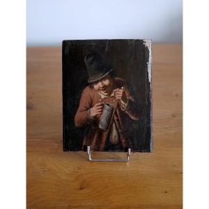 18th-century Flemish Painting – Man With A Pipe And A Mug, A Follower Of David Teniers 