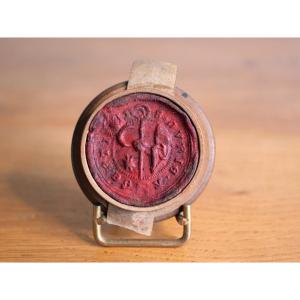 Medieval Seal Of The Officiality Of Strasbourg, 15th Century, In Its Original Medieval Case