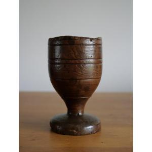 Turned Wooden Cup, 17th-century English Craftsmanship—haute époque, Mortar; Folk Art