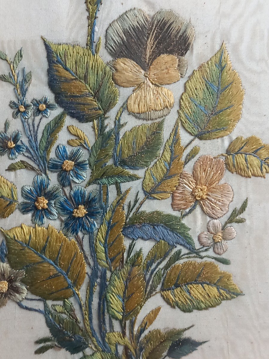 Flower Embroidery, Early 19th Century Boarding School Work-photo-3
