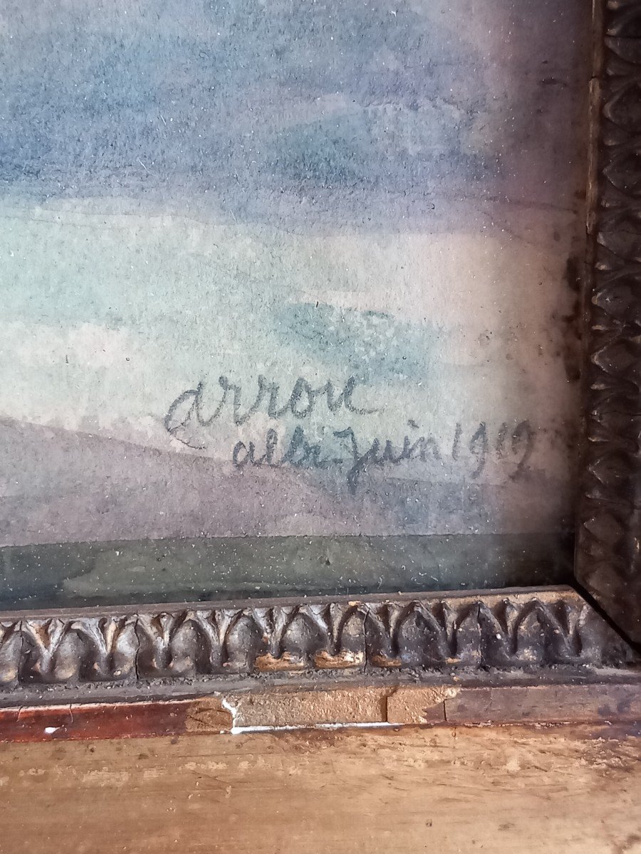 Pierre Arrou Watercolor On Paper Tarn Albi Place Savène June 1919-photo-3