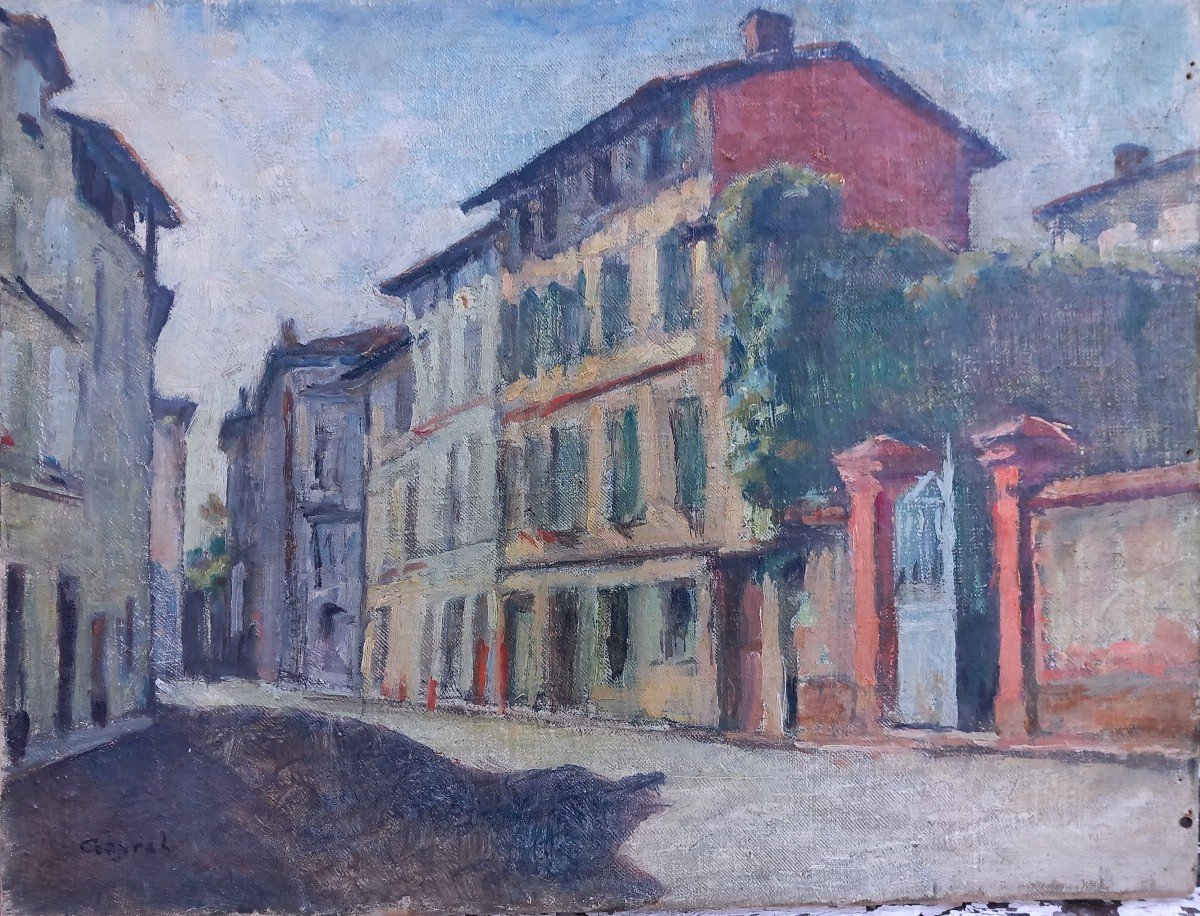 Gaillac Tarn Place Rue Emilie De Vialard Tarn School 20th Century Oil On Canvas Maurice Gayral