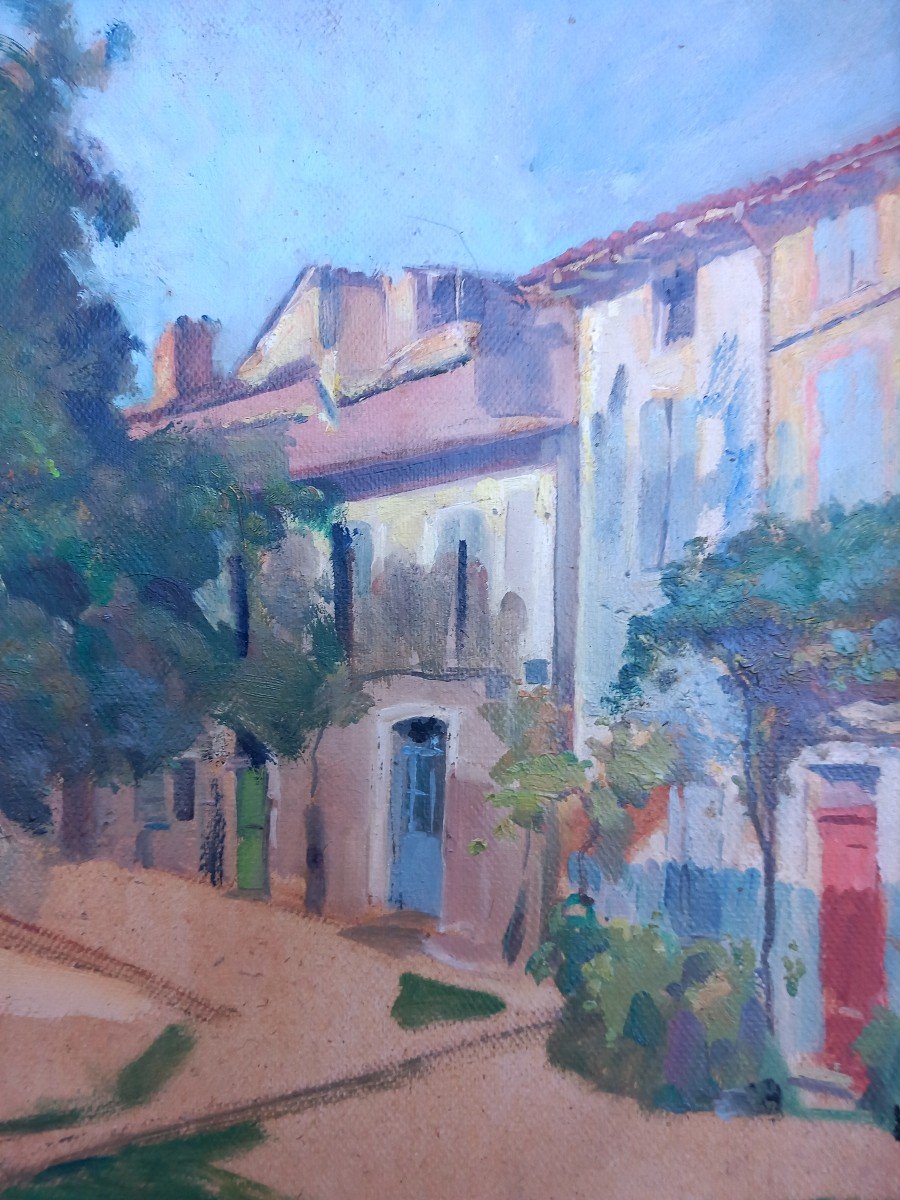 Maurice Gayral Ecole Tarnaise Gaillac Tarn Rue De La Portanelle Huile Sur Carton XXe -photo-2