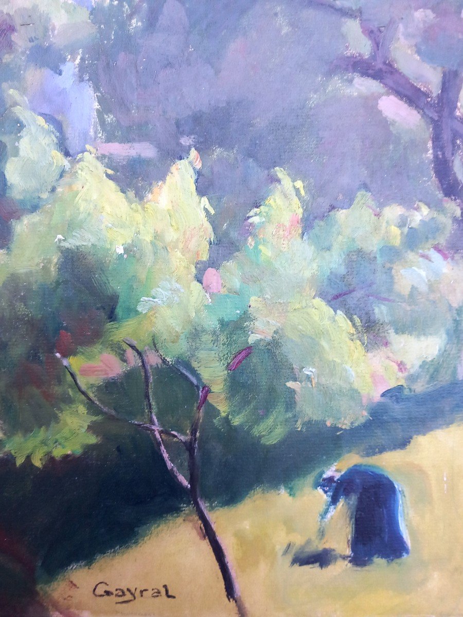 Maurice Gayral Tarn Gaillac Vue De La Campagne Gaillacoise Ecole Tarnaise XXe Huile Sur Papier-photo-3