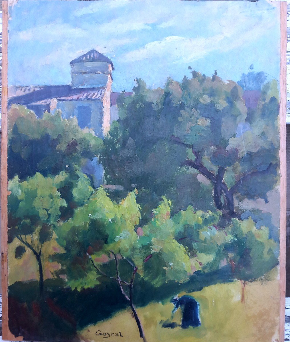 Maurice Gayral Tarn Gaillac Vue De La Campagne Gaillacoise Ecole Tarnaise XXe Huile Sur Papier