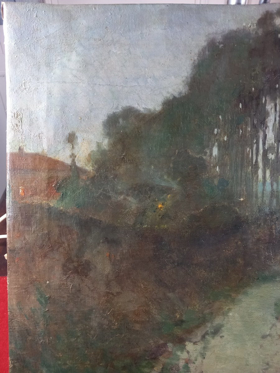 Albert Regagnon Landscape At Sunset Oil On Canvas 1912-photo-3