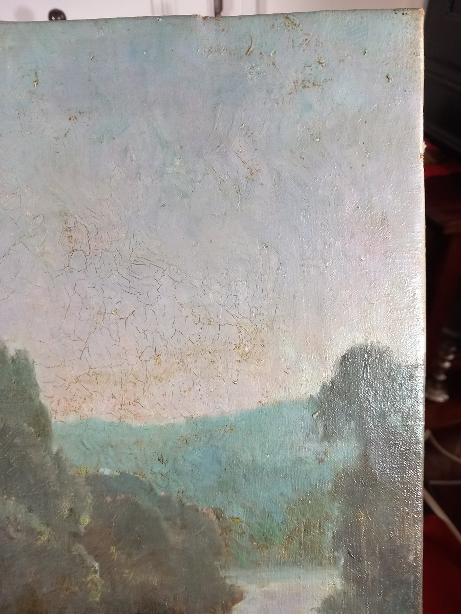 Albert Regagnon Landscape At Sunset Oil On Canvas 1912-photo-2