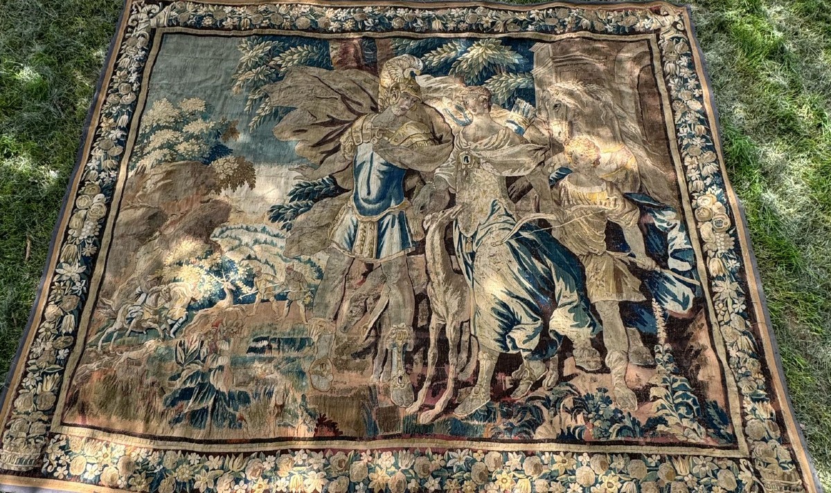 17th Century Aubusson Tapestry Dido And Aeneas After Isaac Moillon (1614-1673)-photo-2