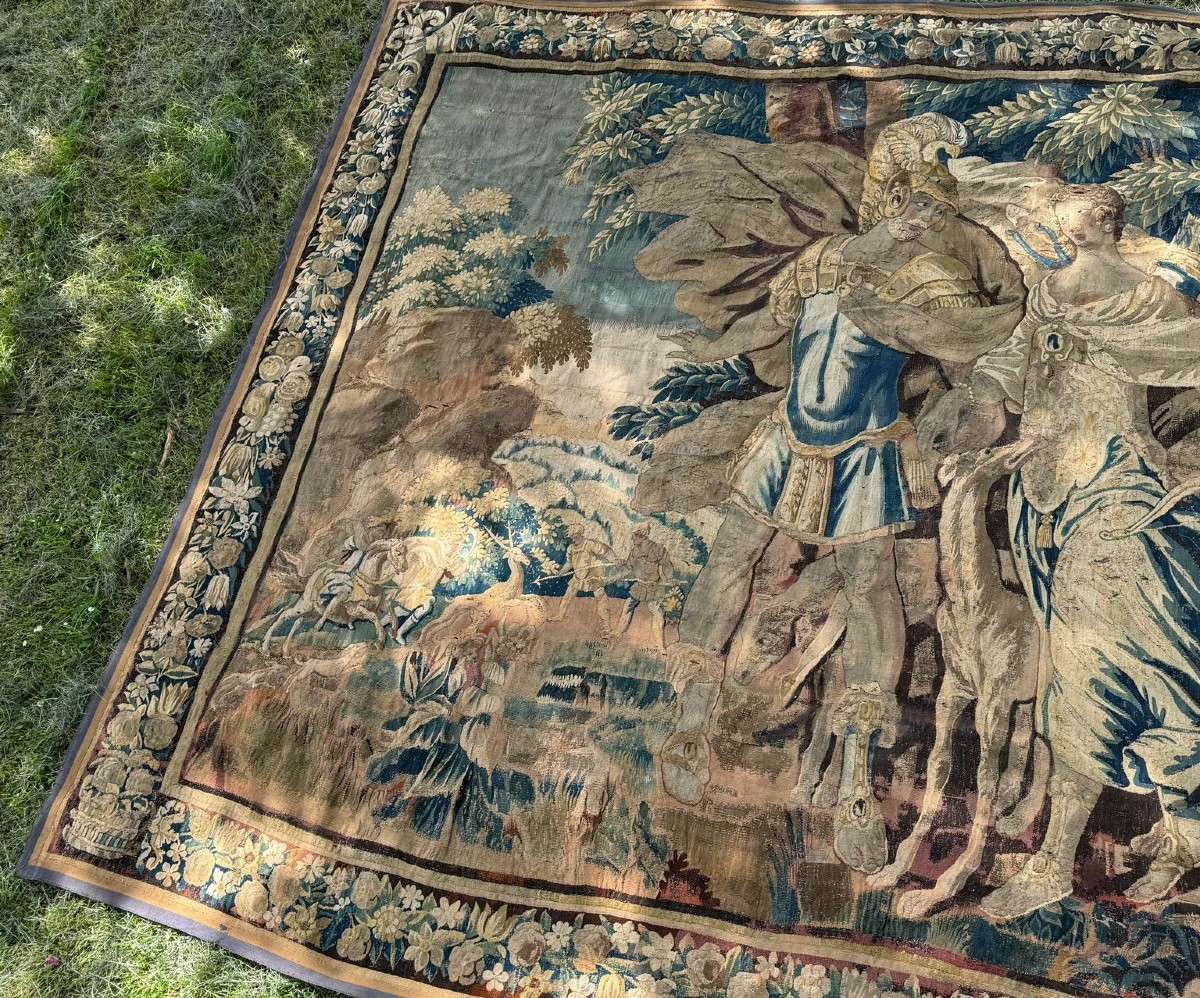 17th Century Aubusson Tapestry Dido And Aeneas After Isaac Moillon (1614-1673)-photo-1