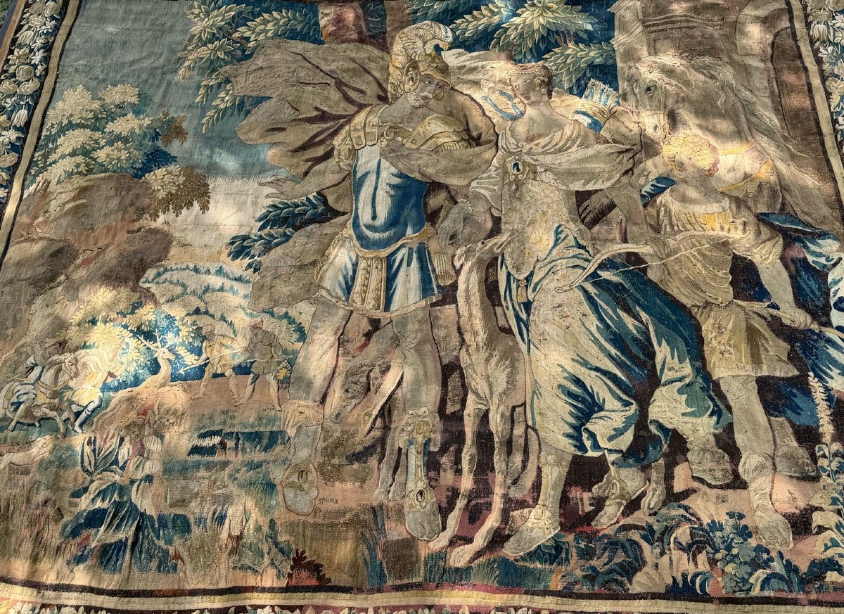 17th Century Aubusson Tapestry Dido And Aeneas After Isaac Moillon (1614-1673)-photo-2