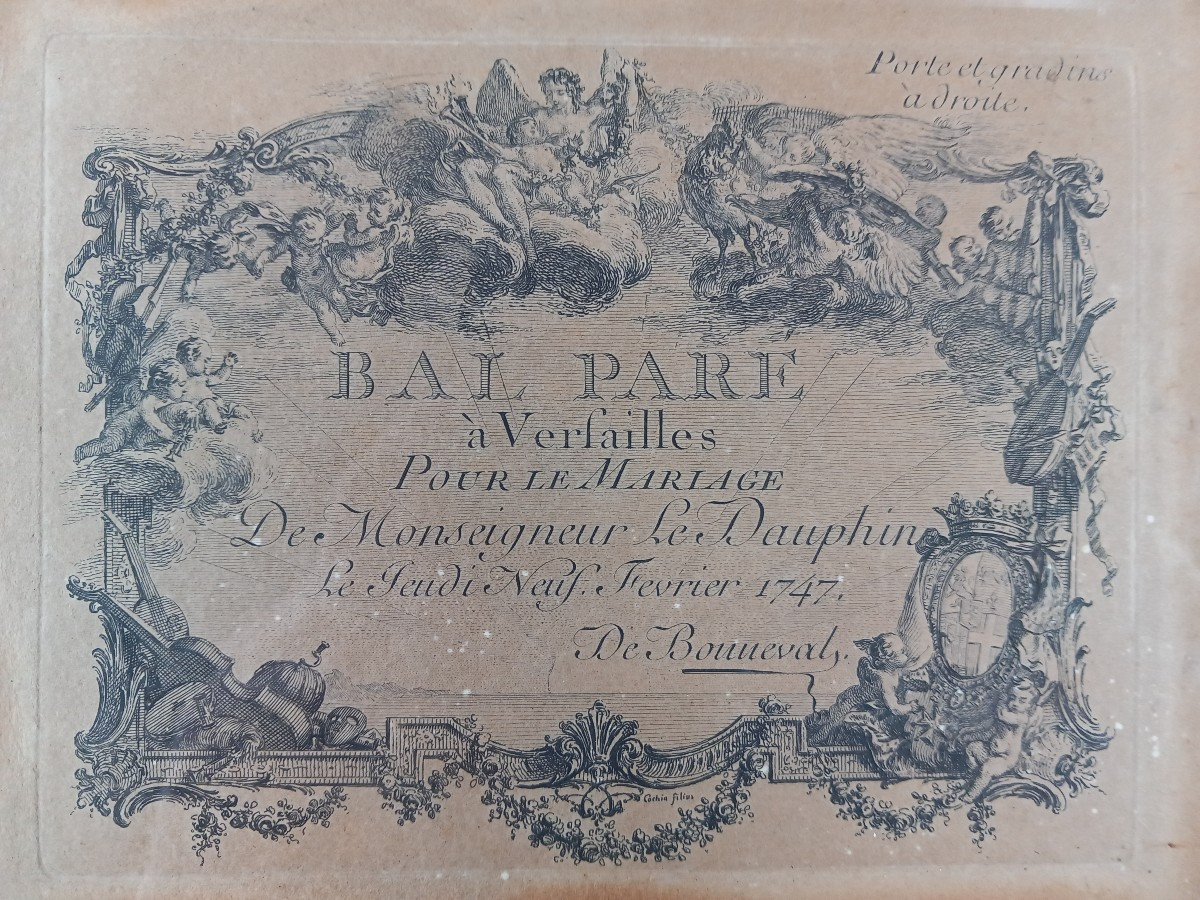 Cochin Le Jeune Bal Paré Invitation Mariage Dauphin Versailles 1747 Bonneval Versailles 