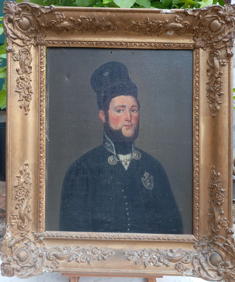Portrait Of An Italian Piedmontese Cavalry Military Officer? 19th Century