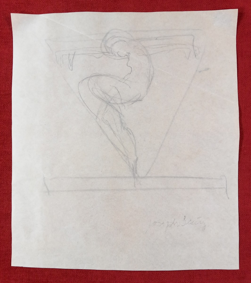 Joseph Beuys (1921-1986) Study Of Christ And Female Nude Drawing Graphite Pencil On Paper 20th Century -photo-3