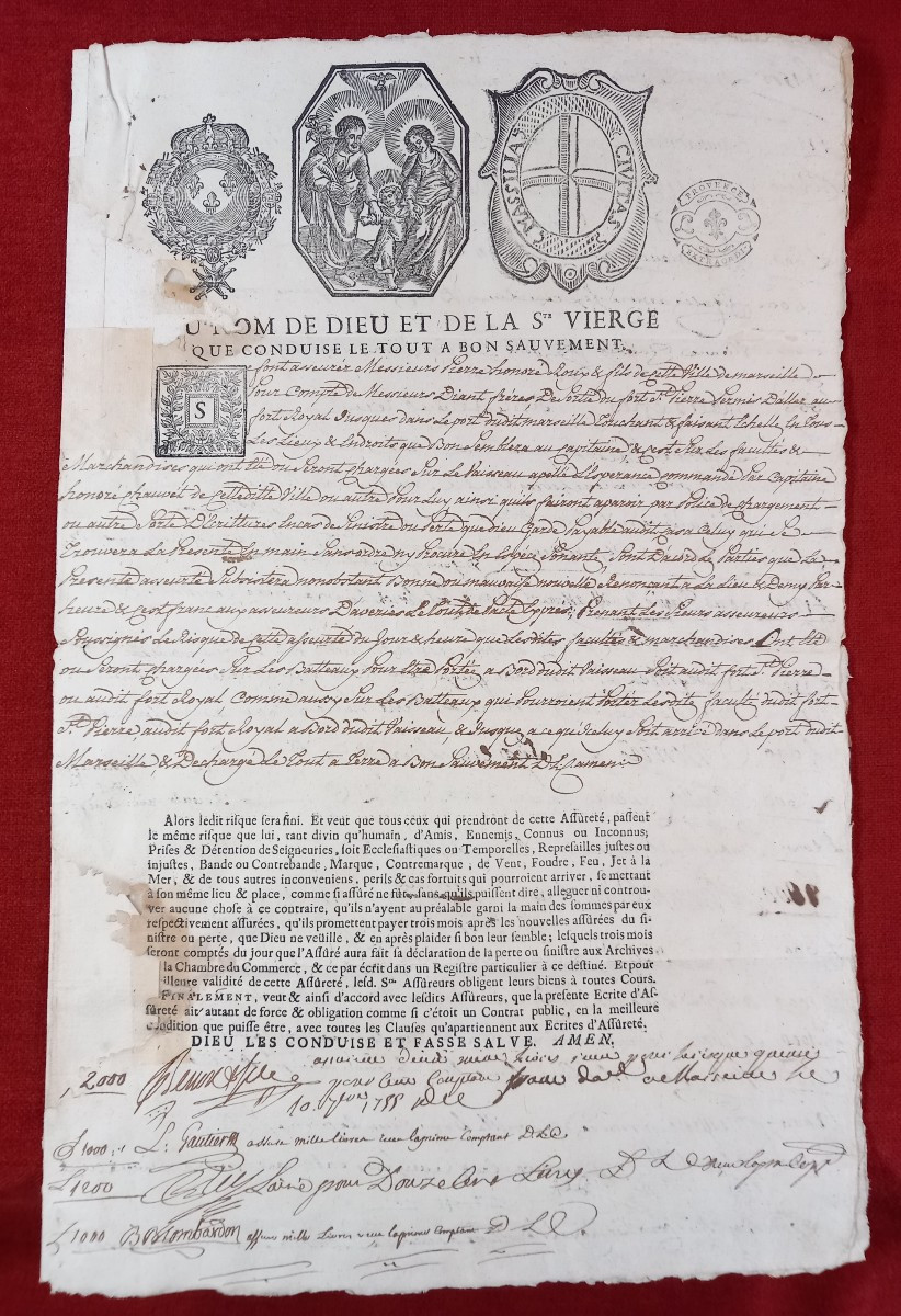 Let Marseille Pass Ship Hope Chauvel Fort St Pierre Royal 1755 Diant Shipowner