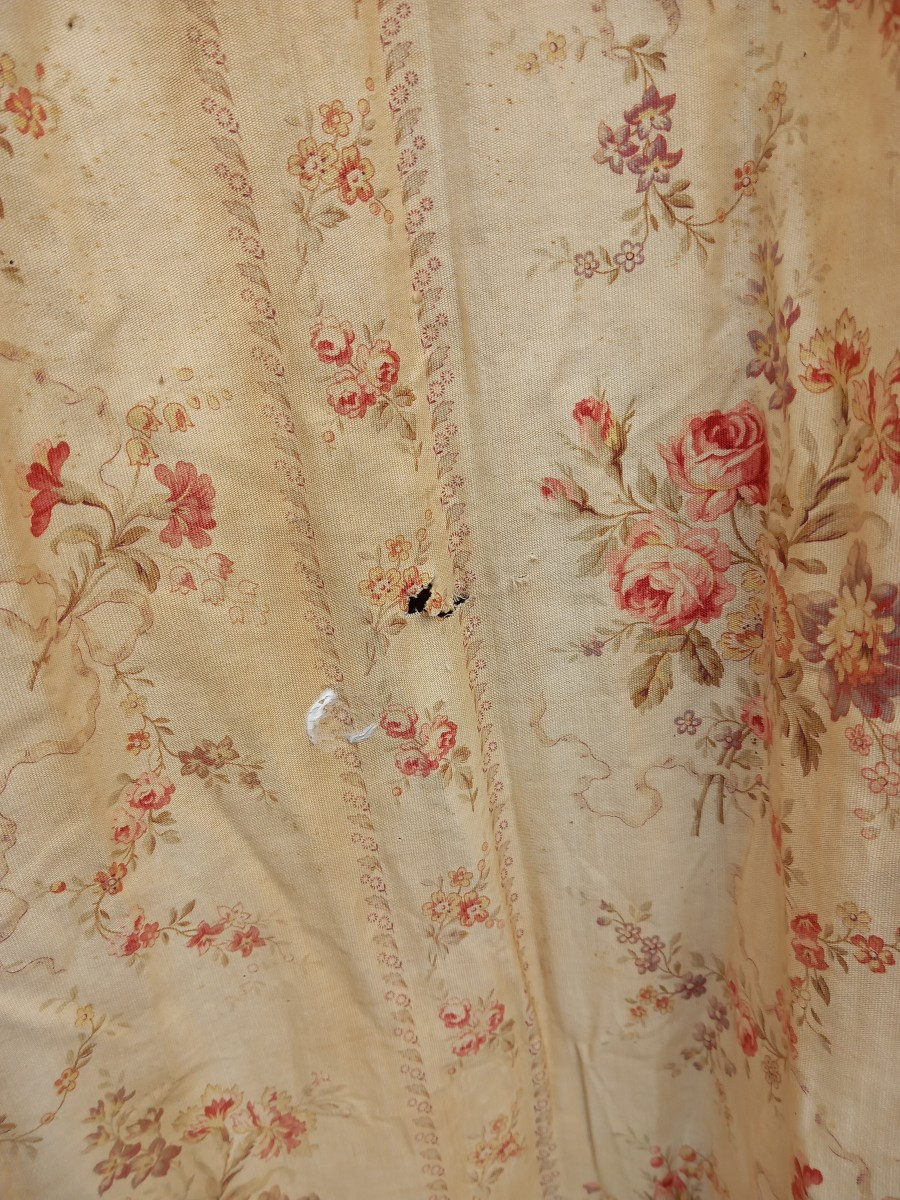 Double Paire Rideaux Et Portière Chateau Coton Goût Toile De Jouy Indienne Grande Taille XIXe -photo-4