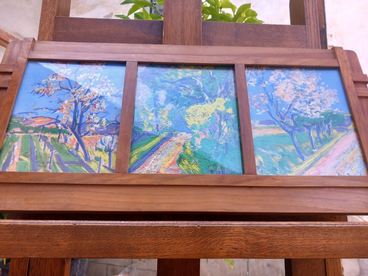 Paul Ramond "landscape Studies" Oil On Panel Circa 1920. Toulouse School Of Painting -photo-2