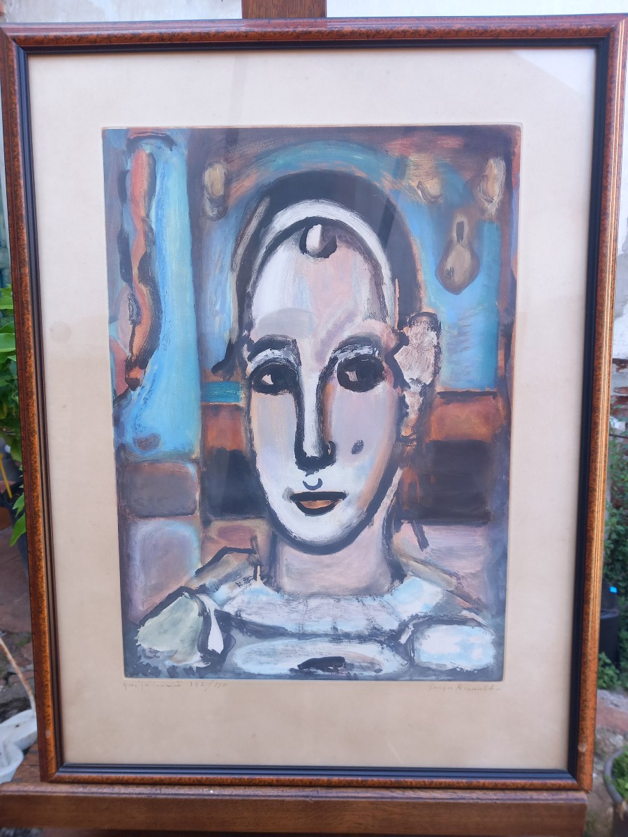 Georges Rouault "Pierrot" Eau-forte et aquatinte 1950 Numérotée Roger Lacourière Graveur