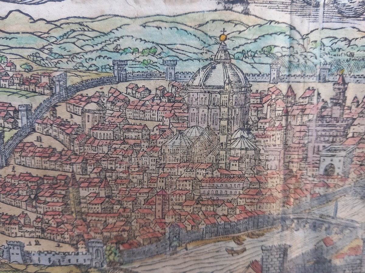 Cosmographia Universalis Sebastian Münster Florenz Firenze Florence XVI  Vue Ville Gravure -photo-4