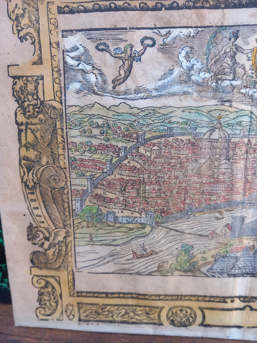 Cosmographia Universalis Sebastian Münster Florenz Firenze Florence XVI  Vue Ville Gravure -photo-1