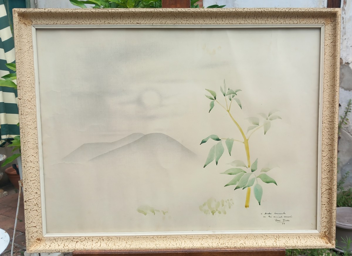 Pierre Didier (1929-...) Japanese Watercolor Composition 1959