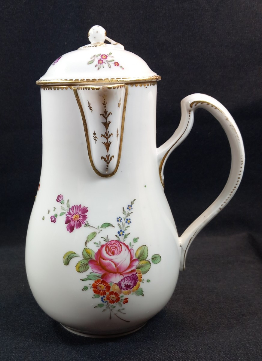 Chocolate Pot Coffee Pot Jug Hard Porcelain Paris ? 18th Century Louis XVI Brand 