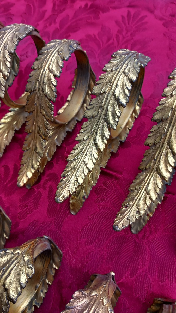 Suite de 20 Anneaux de Rideaux en Bronze Doré Fin XVIIIe début XIXe Siècle Décoration Tentures-photo-2