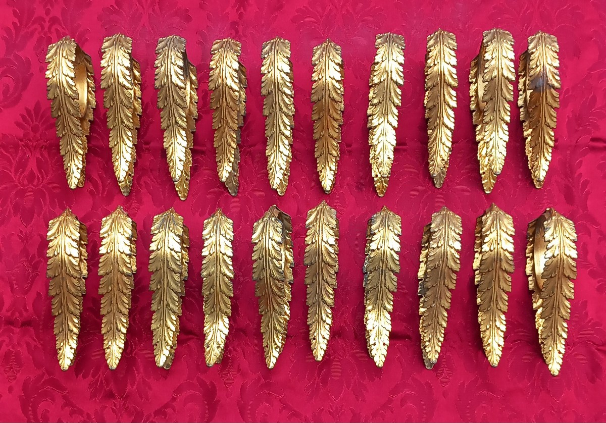 Suite de 20 Anneaux de Rideaux en Bronze Doré Fin XVIIIe début XIXe Siècle Décoration Tentures-photo-1
