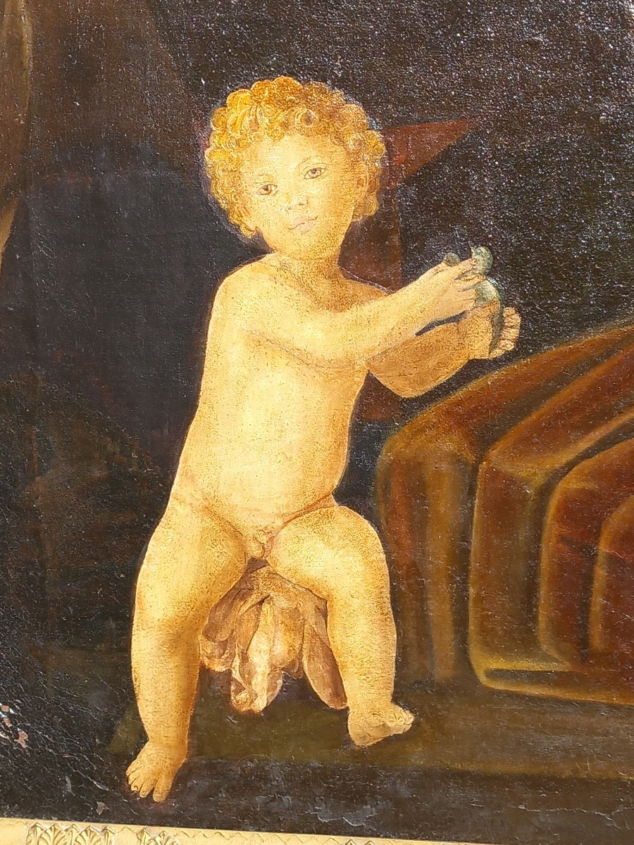 Italian School After Raphael "the Virgin With The Diadem" Oil On Canvas 17th Century-photo-4