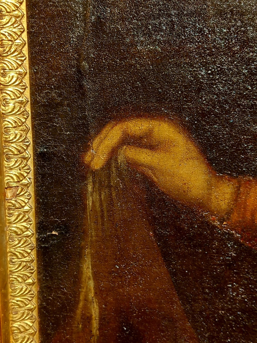 Italian School After Raphael "the Virgin With The Diadem" Oil On Canvas 17th Century-photo-1